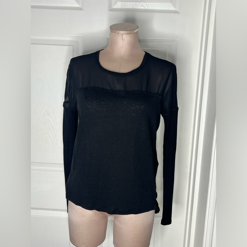 Sandro Paris Sheer Panel Black Blouse Sz1 - Picture 2 of 10
